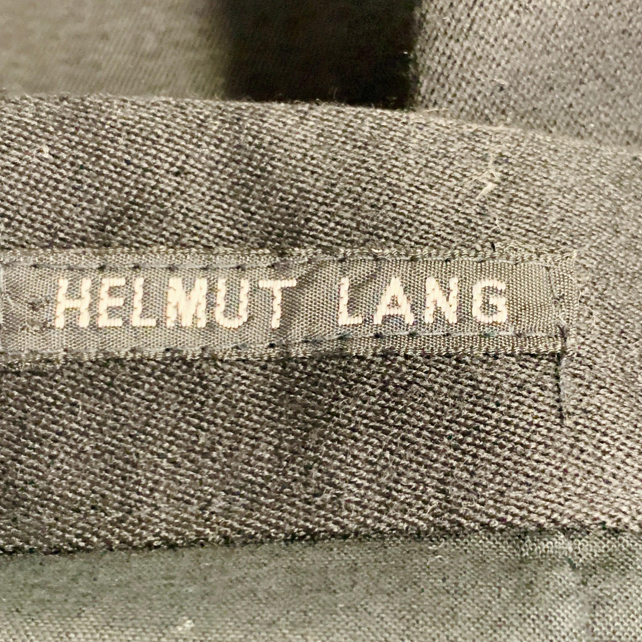 HELMUT LANG Taille 4 Black White Side Tabs Satin Cuffs Dress Pants en vente 1