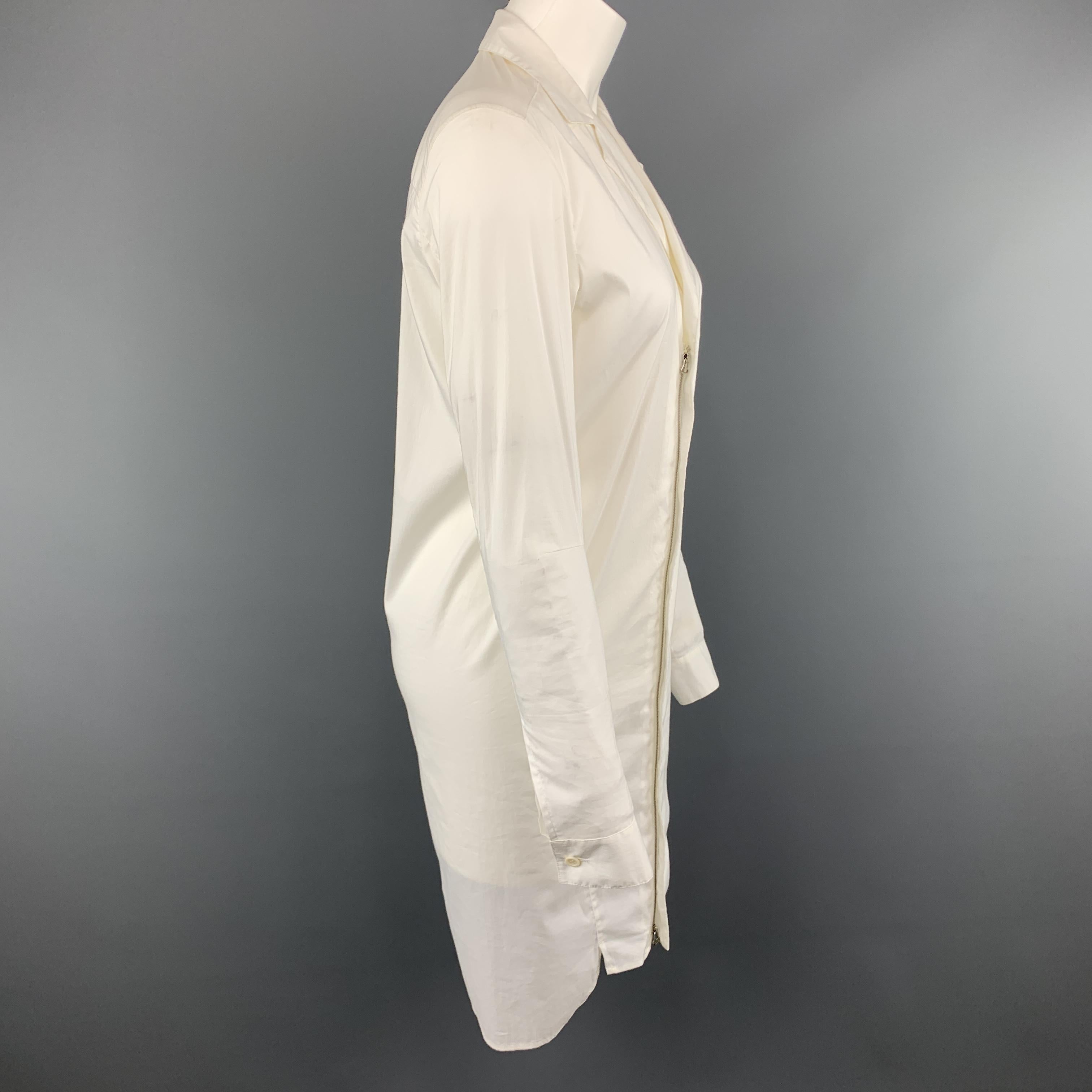 Women's HELMUT LANG Size 4 White Lapel Shirt Dress