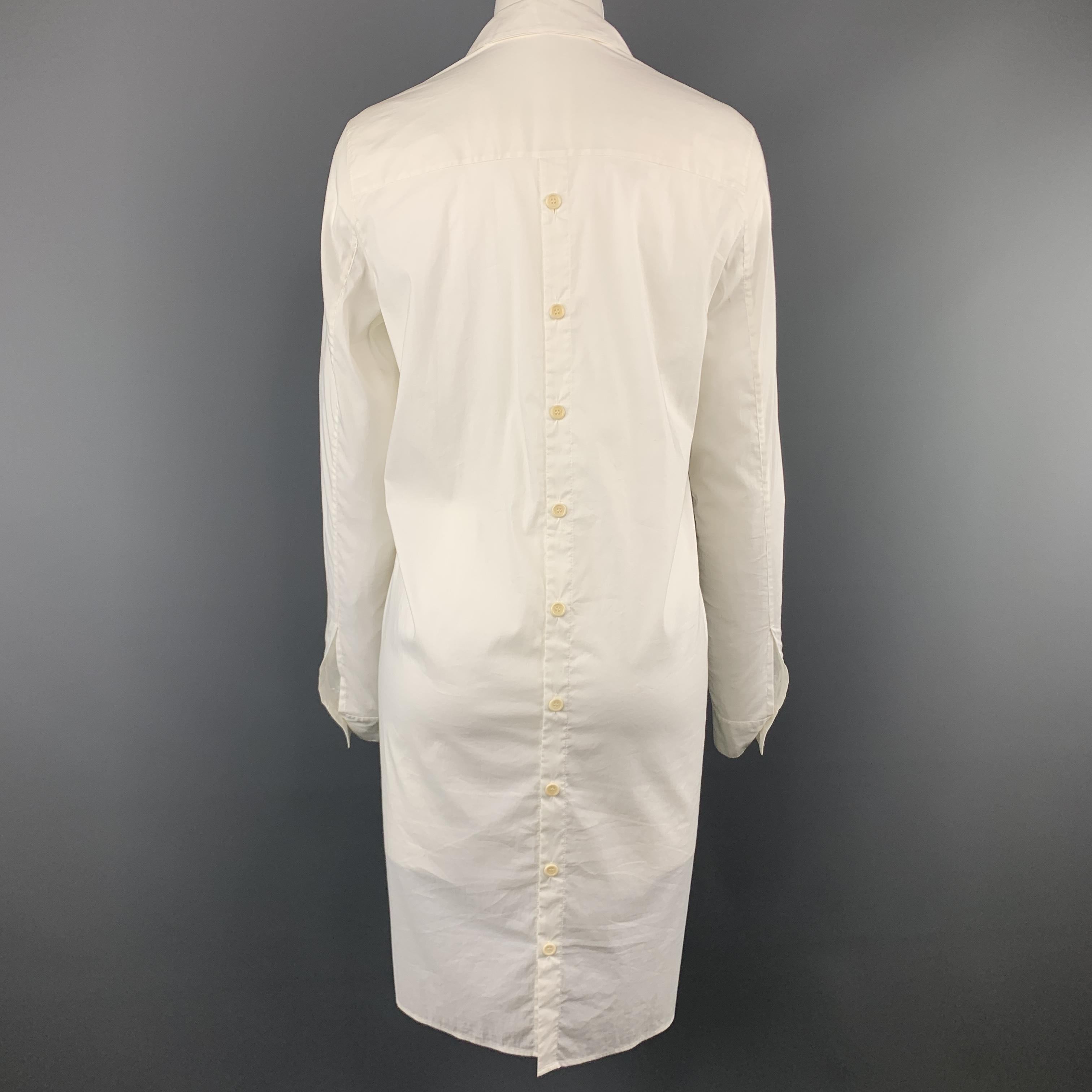 HELMUT LANG Size 4 White Lapel Shirt Dress 1
