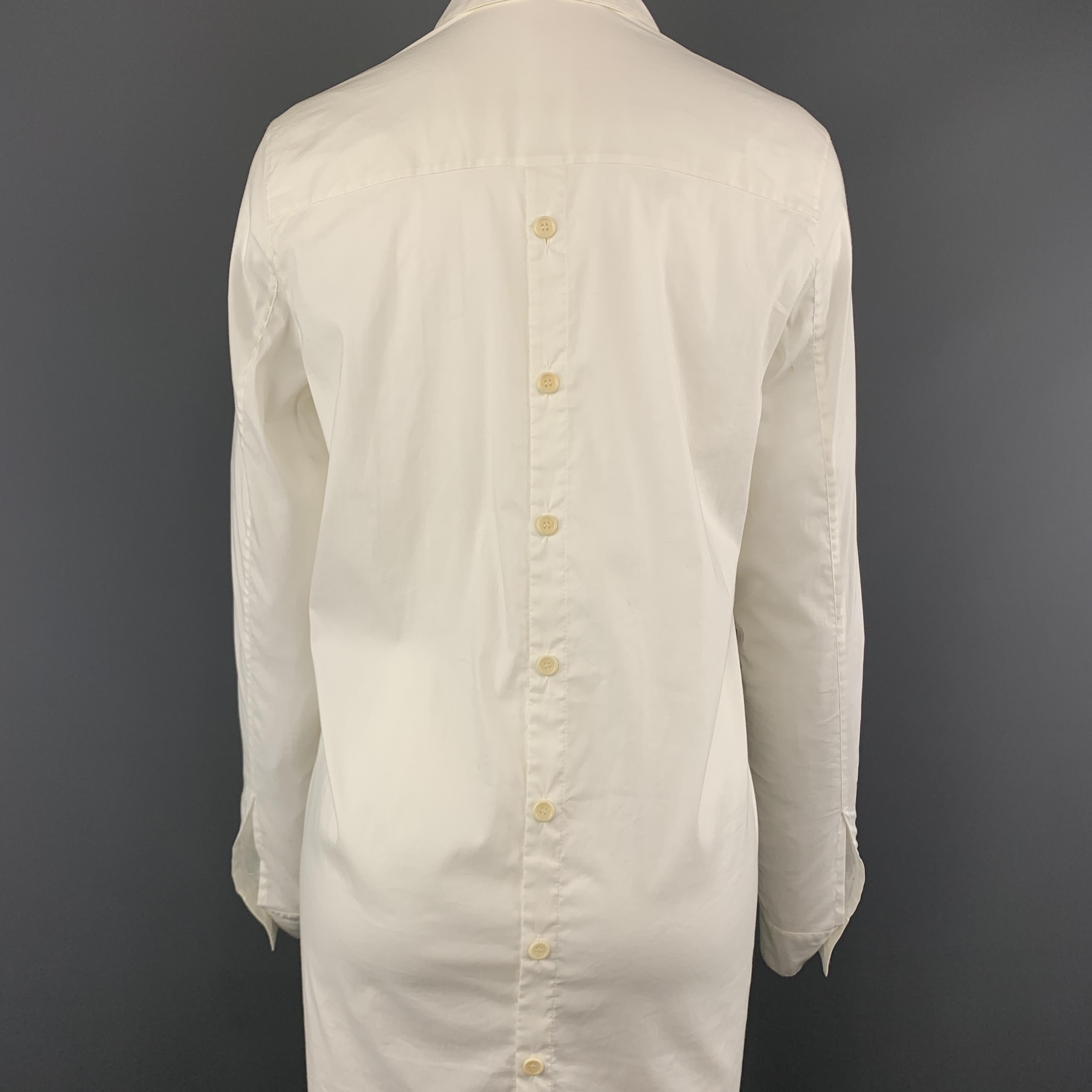 HELMUT LANG Size 4 White Lapel Shirt Dress 2