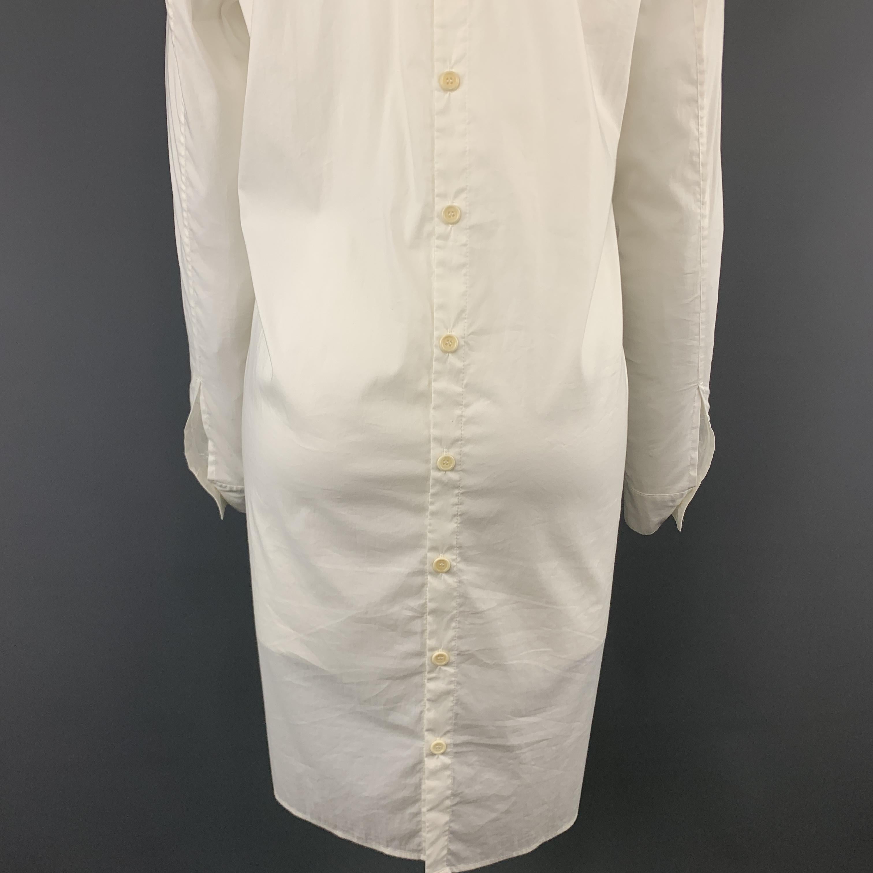 HELMUT LANG Size 4 White Lapel Shirt Dress 3