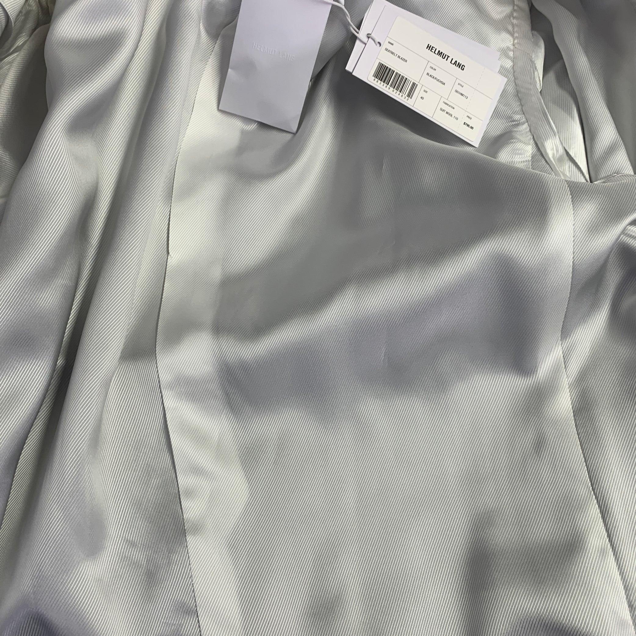 HELMUT LANG Taglia 40 Abito in lana vergine nero con cintura di sicurezza e risvolto a tacca in vendita 5
