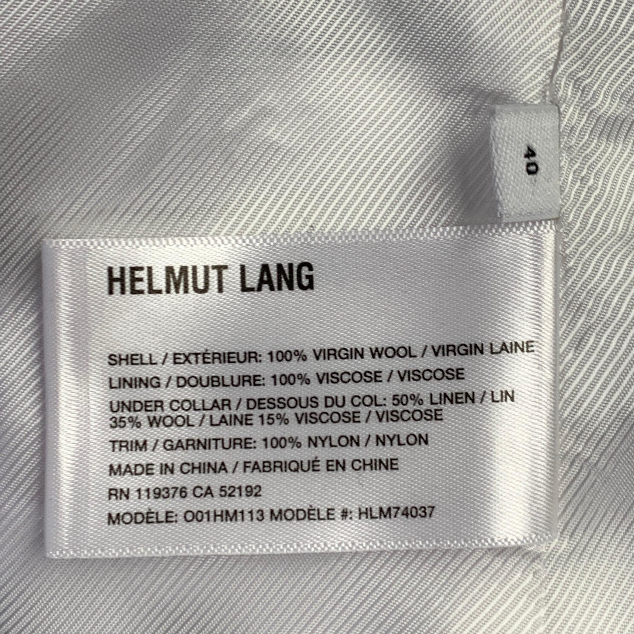HELMUT LANG Taglia 40 Abito in lana vergine nero con cintura di sicurezza e risvolto a tacca in vendita 3