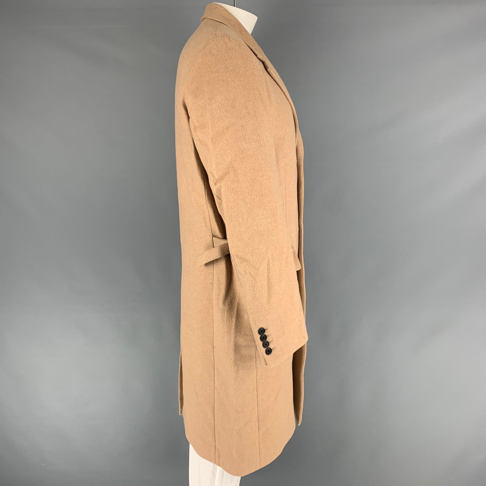HELMUT LANG Size 42 Tan Solid Wool Blend Notch Lapel Coat In Excellent Condition In San Francisco, CA