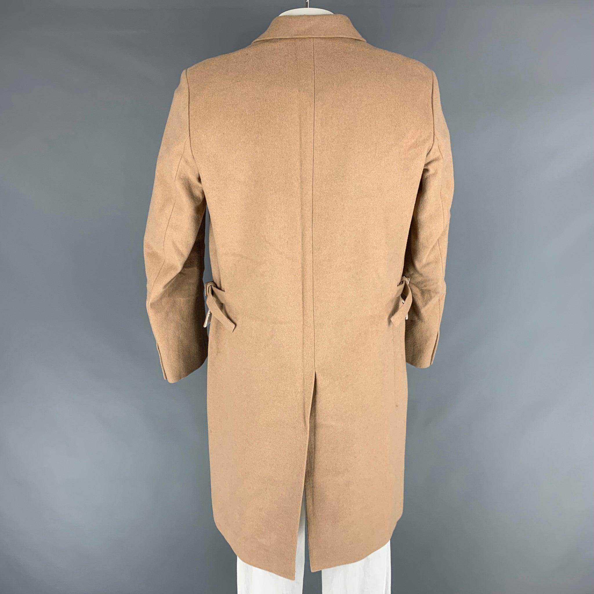 Men's HELMUT LANG Size 42 Tan Solid Wool Blend Notch Lapel Coat