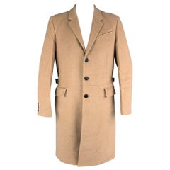 HELMUT LANG Talla 42 Tan Solid Wool Blend Notch Lapel Coat
