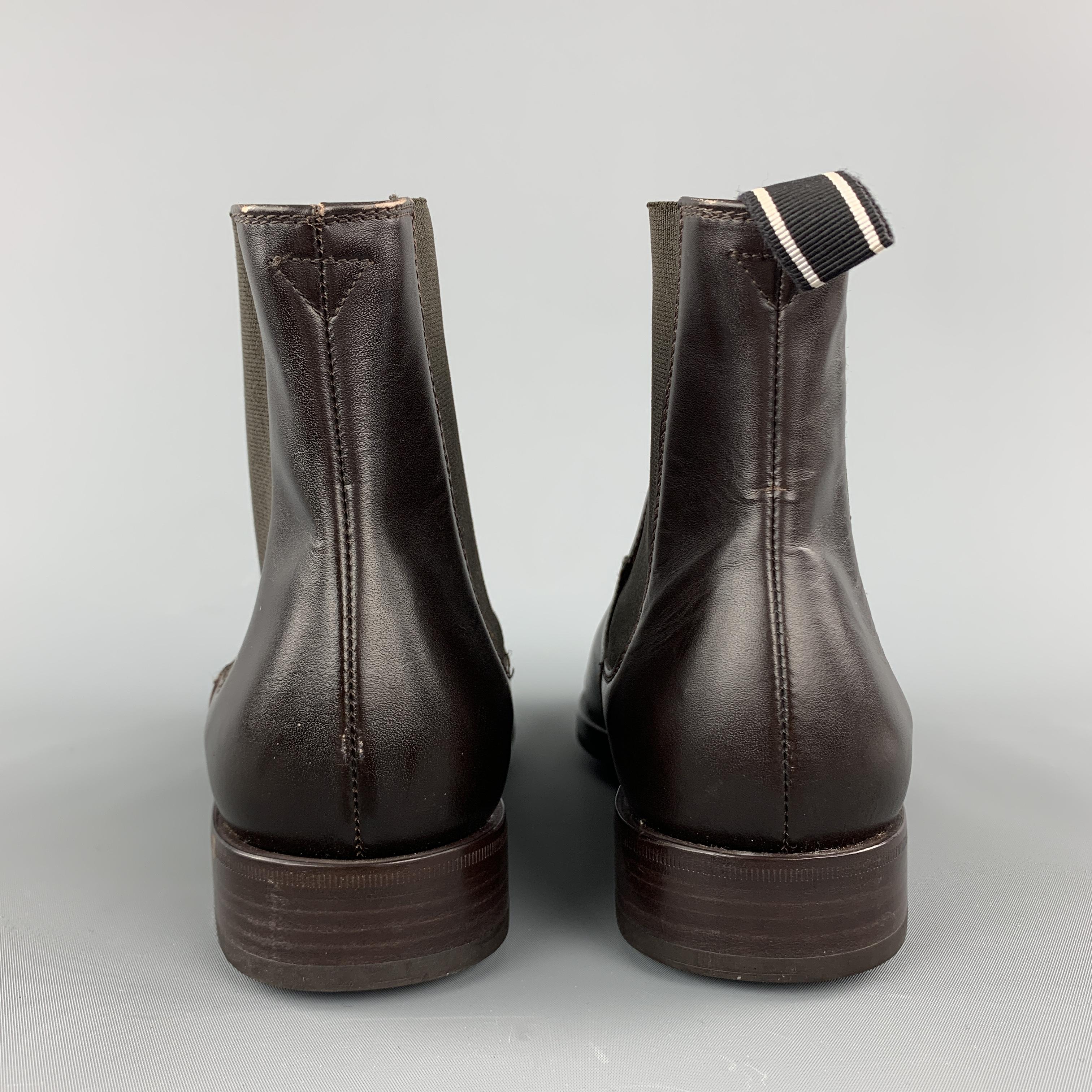 HELMUT LANG Size 7 Brick Leather Pointed Toe Ankle Chelsea Boots In Excellent Condition In San Francisco, CA