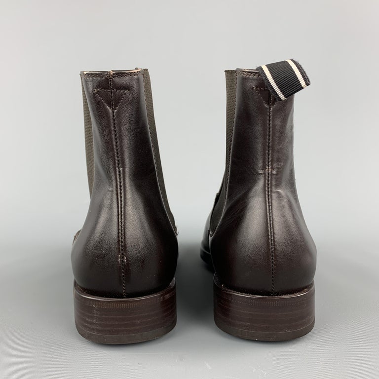 HELMUT LANG Size 7 Brick Leather Pointed Toe Ankle Chelsea Boots at 1stDibs