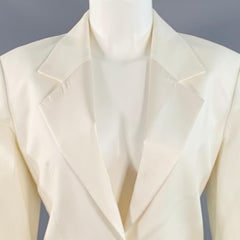 HELMUT LANG Taille 8 Veste en coton tissé viscose crème Blazer