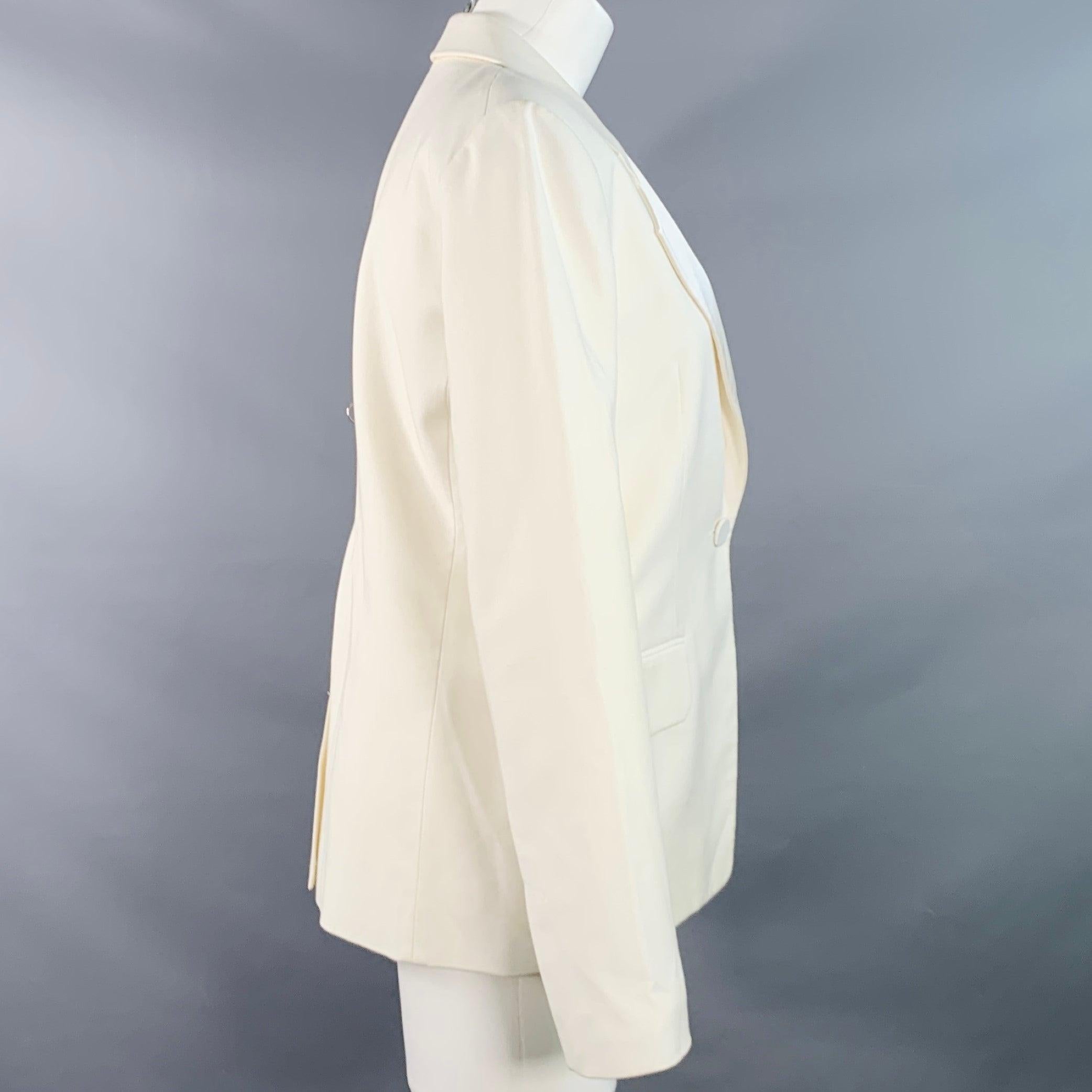 HELMUT LANG Größe 8 Creme Viskose Baumwolle Woven Jacke Blazer (Beige) im Angebot