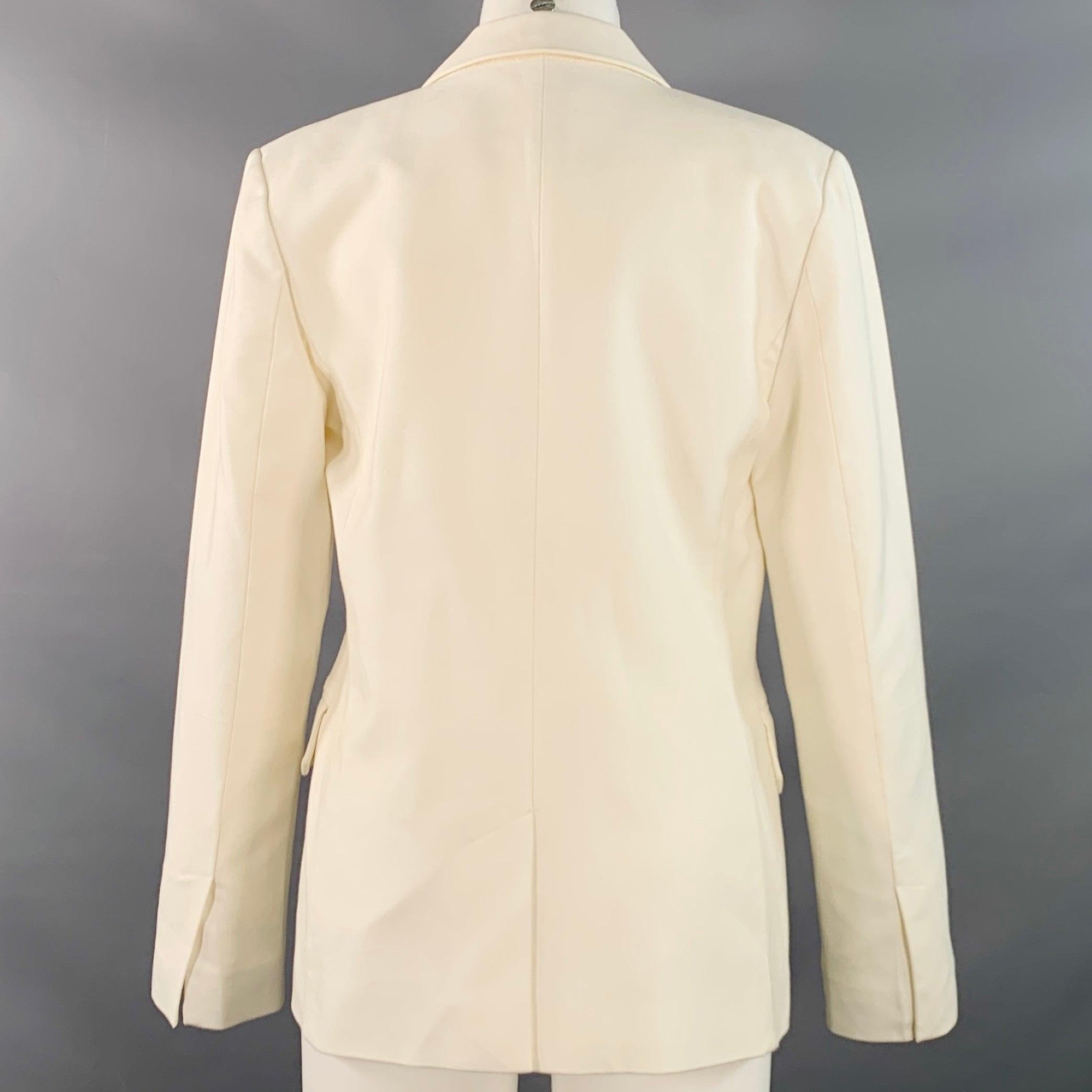 HELMUT LANG Größe 8 Creme Viskose Baumwolle Woven Jacke Blazer im Zustand „Gut“ im Angebot in San Francisco, CA