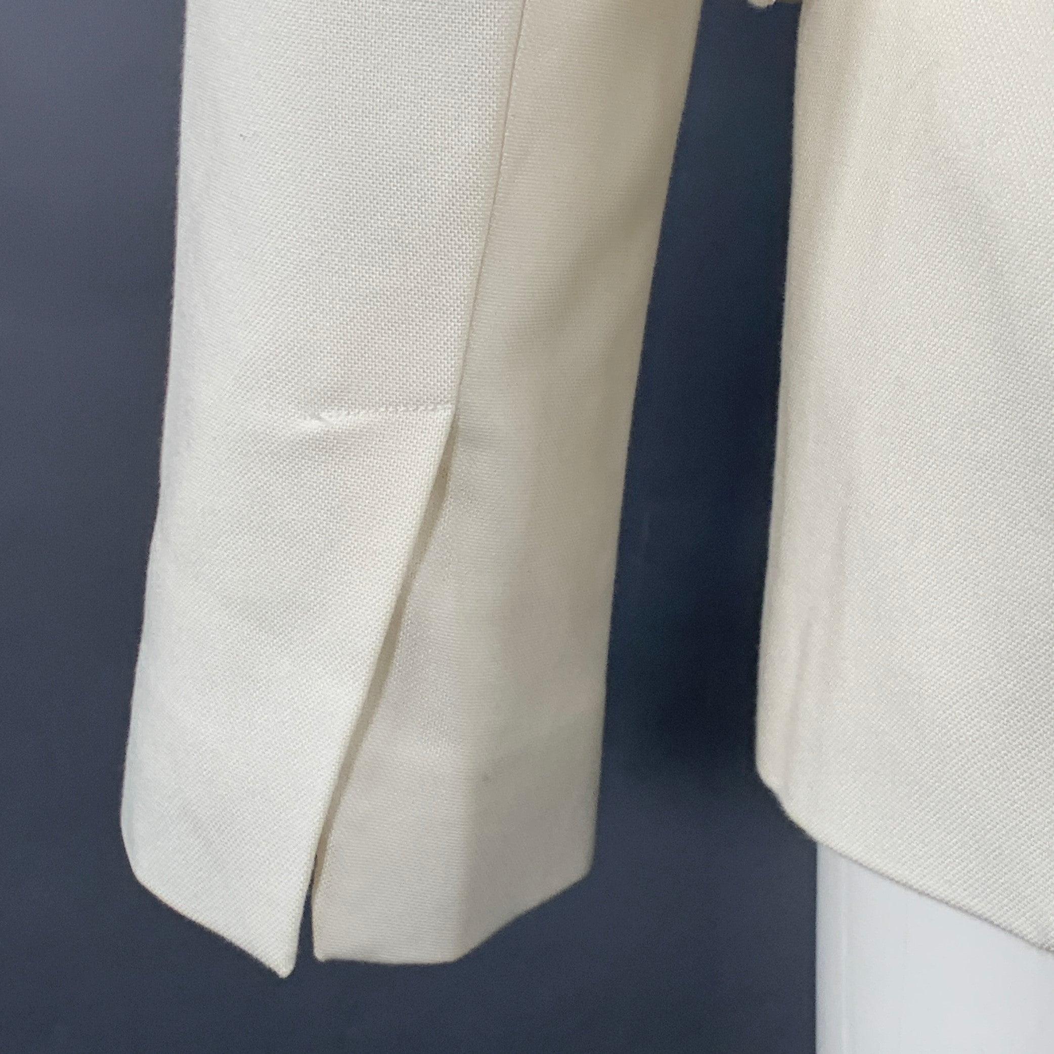 HELMUT LANG Größe 8 Creme Viskose Baumwolle Woven Jacke Blazer Damen im Angebot