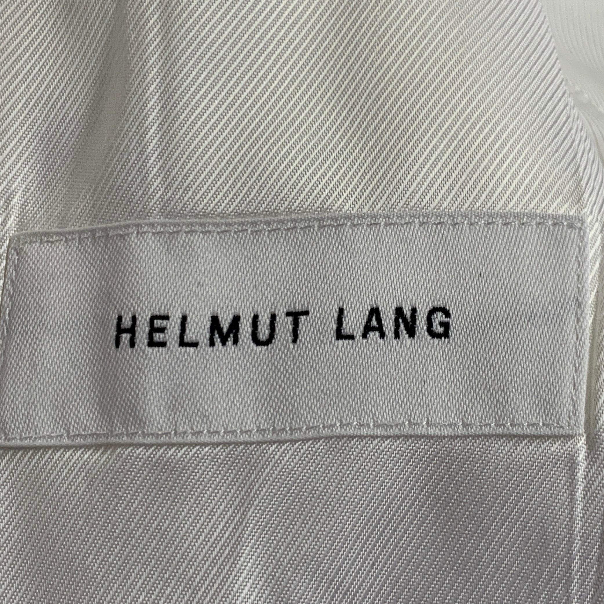 HELMUT LANG Größe 8 Creme Viskose Baumwolle Woven Jacke Blazer im Angebot 4