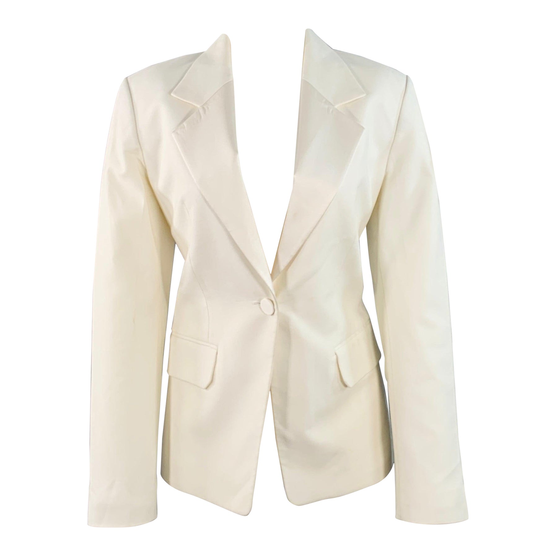 HELMUT LANG Größe 8 Creme Viskose Baumwolle Woven Jacke Blazer