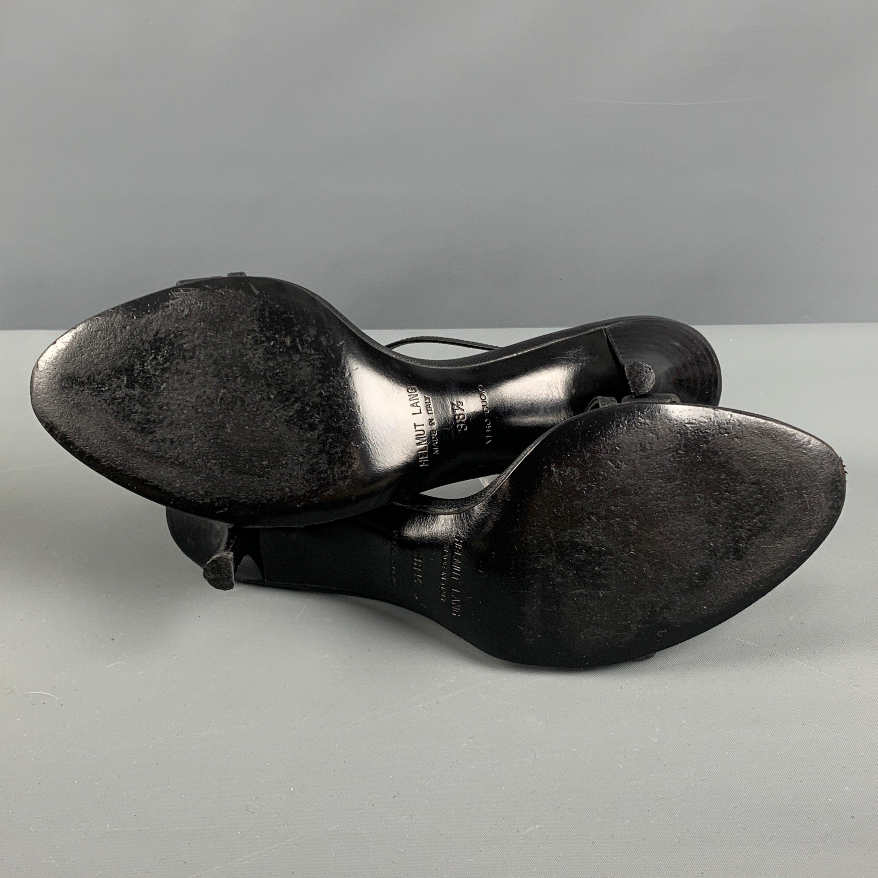 HELMUT LANG Size 8.5 Black Leather Sandals For Sale 2