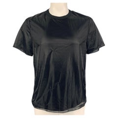 HELMUT LANG Size L Black Cotton Polyamide Layered Crew-Neck T-shirt