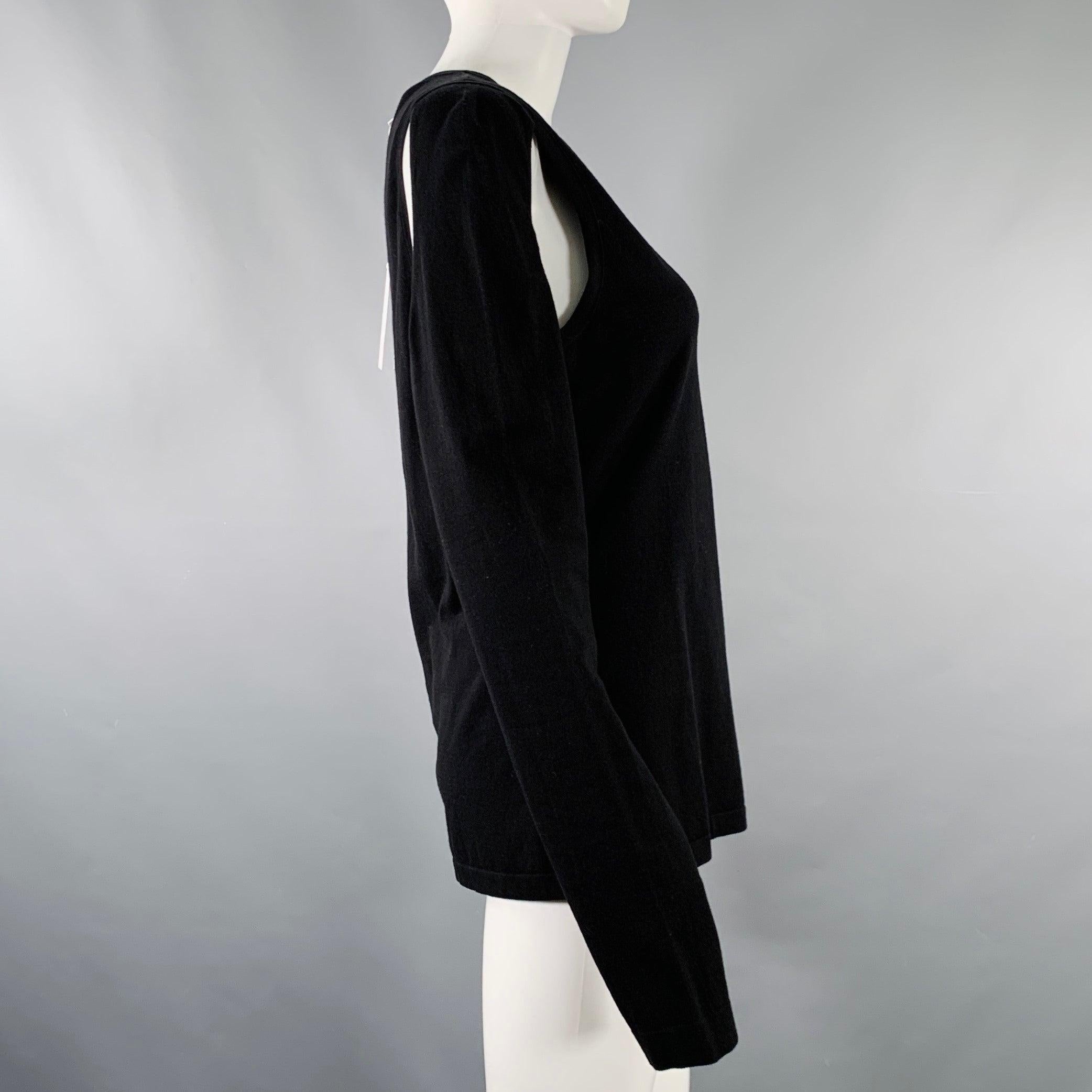 Noir HELMUT LANG Size L Black Cut Out Crew Neck Pullover en vente