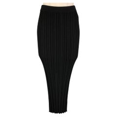 HELMUT LANG Size L Black Merino Wool Blend Ribbed Pencil Long Skirt