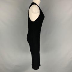 HELMUT LANG Size L Black Ribbed Twisted Back Tank Dress