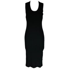 HELMUT LANG Schwarzes geripptes, gedrehtes Tank-Kleid, Größe L