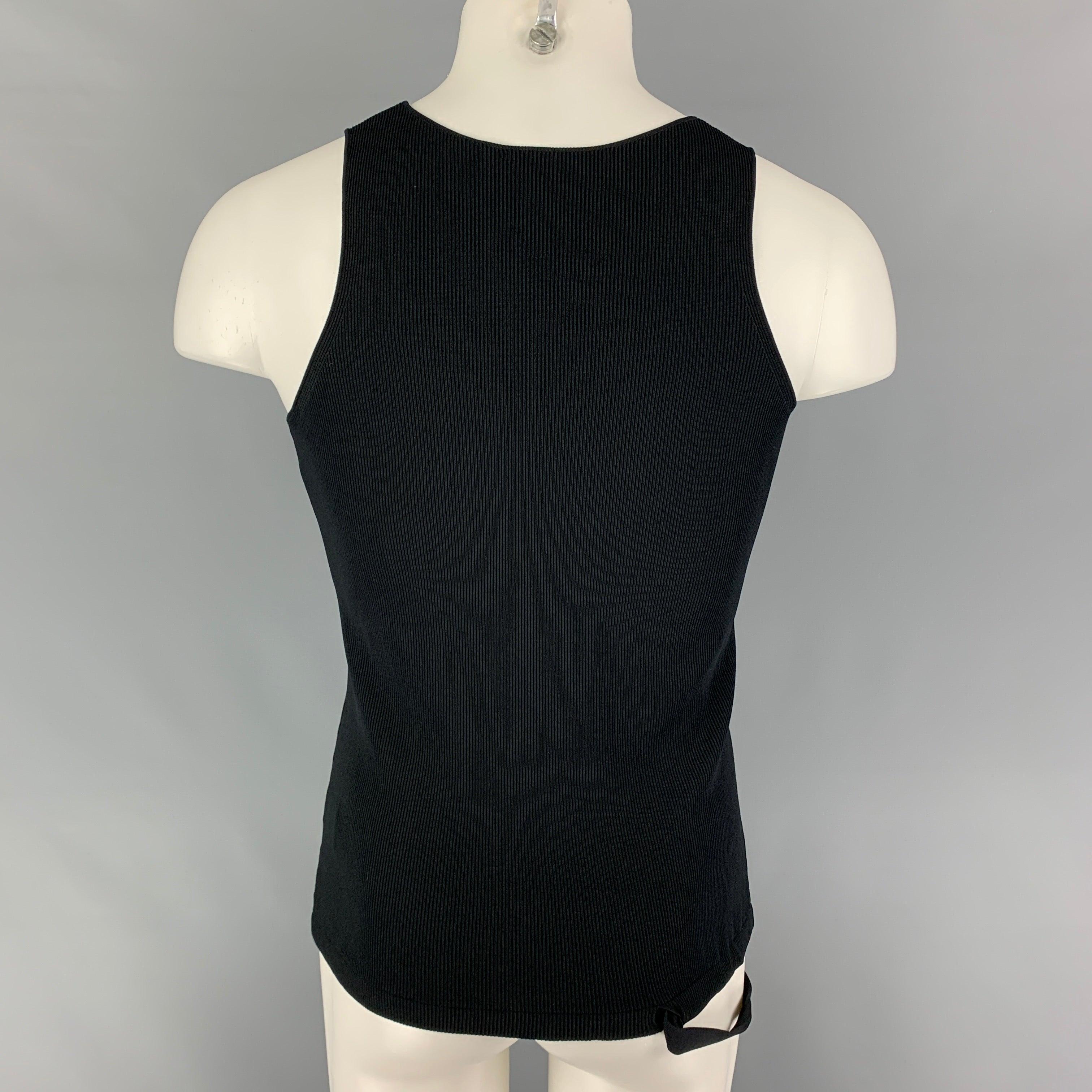 HELMUT LANG Size L Black Ribbed Viscose Blend Tank Top In Excellent Condition For Sale In San Francisco, CA