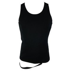 HELMUT LANG Talla L Camiseta de tirantes negra de mezcla de viscosa acanalada