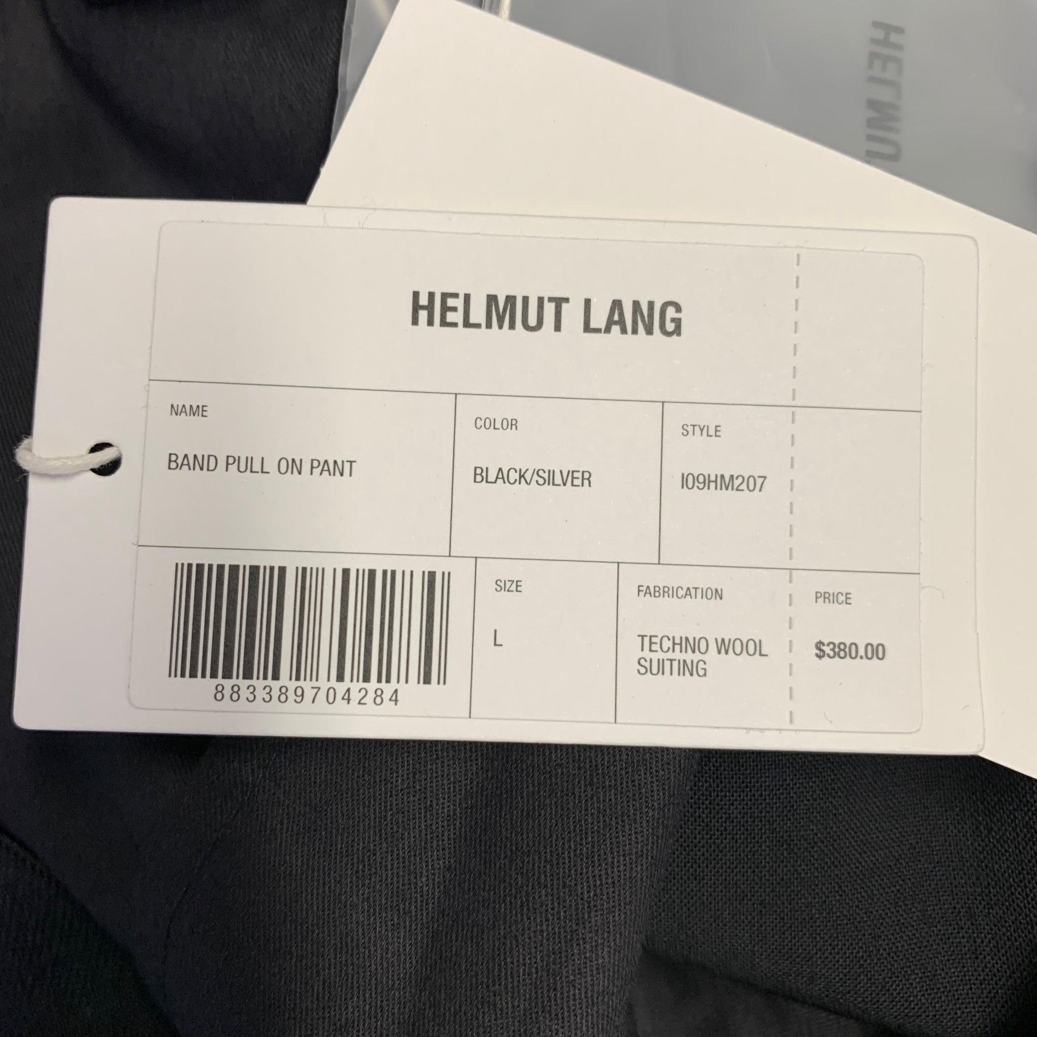 Uomo HELMUT LANG Pantaloni casual in misto lana a righe nere e argento taglia L in vendita
