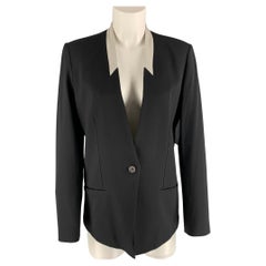 HELMUT LANG Size L Black Viscose Blend Solid Jacket Blazer