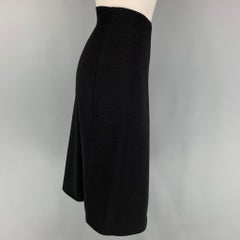 HELMUT LANG Size L Black Wool Open Front Skirt