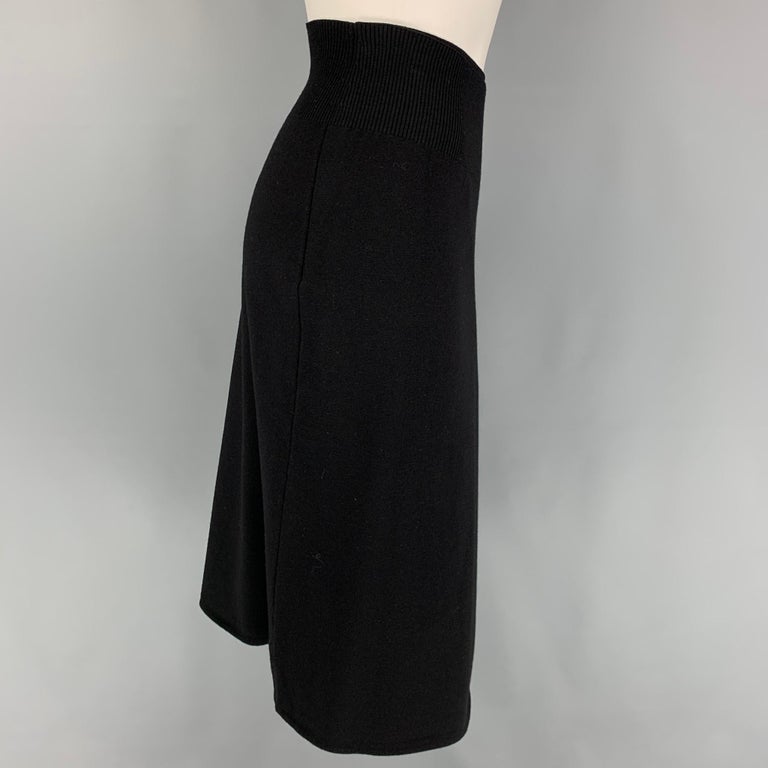 HELMUT LANG Size L Black Wool Open Front Skirt For Sale at 1stDibs
