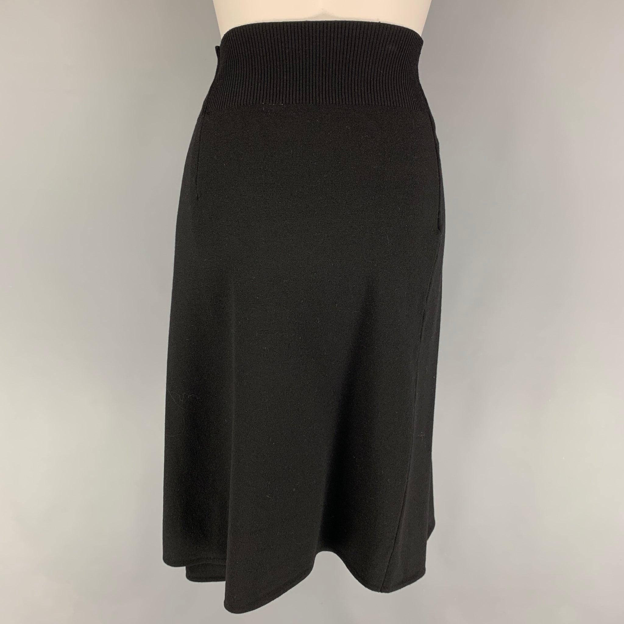 HELMUT LANG Size L Black Wool Open Front Skirt In Excellent Condition For Sale In San Francisco, CA
