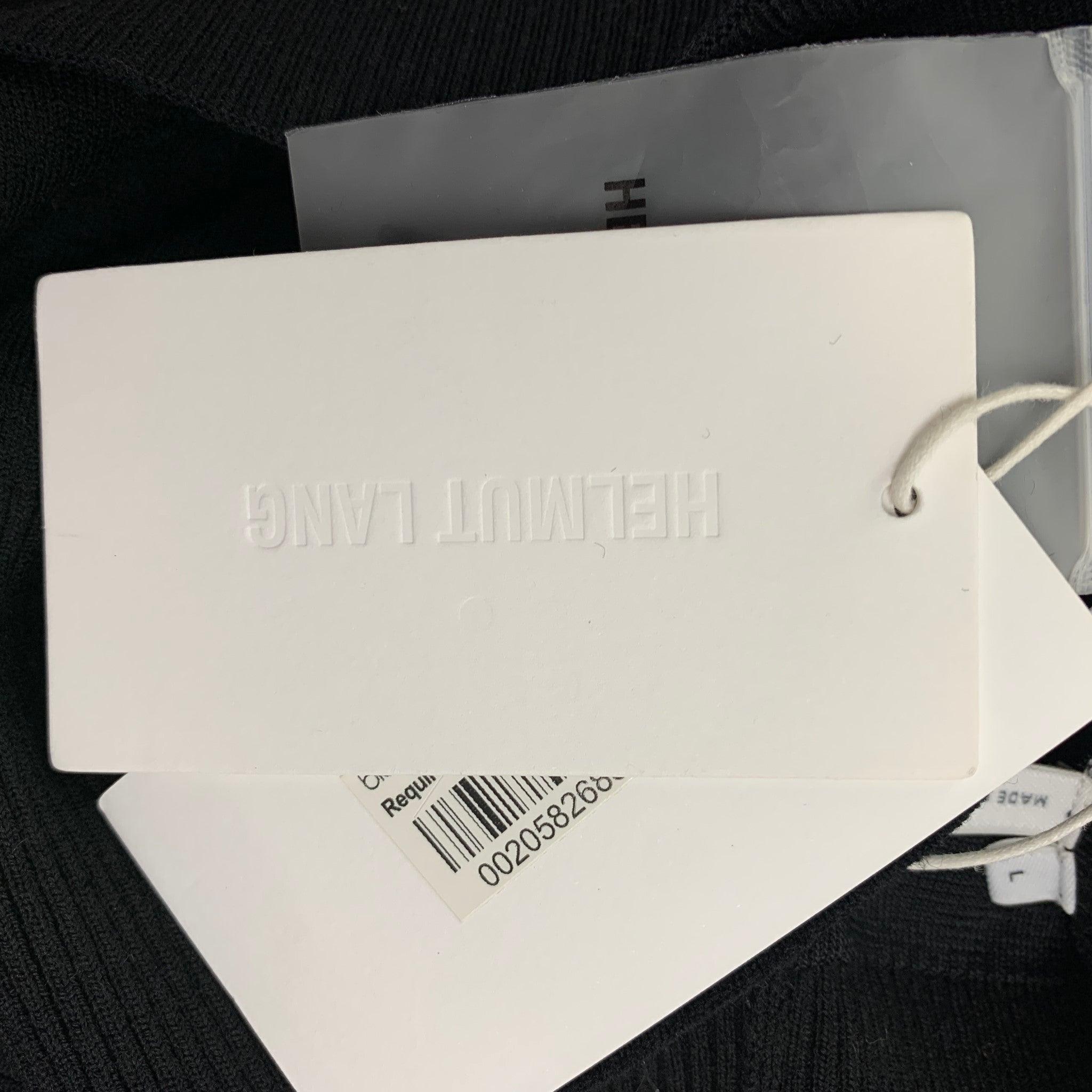 HELMUT LANG Taille L Jupe ouverte sur le devant en laine noire en vente 1