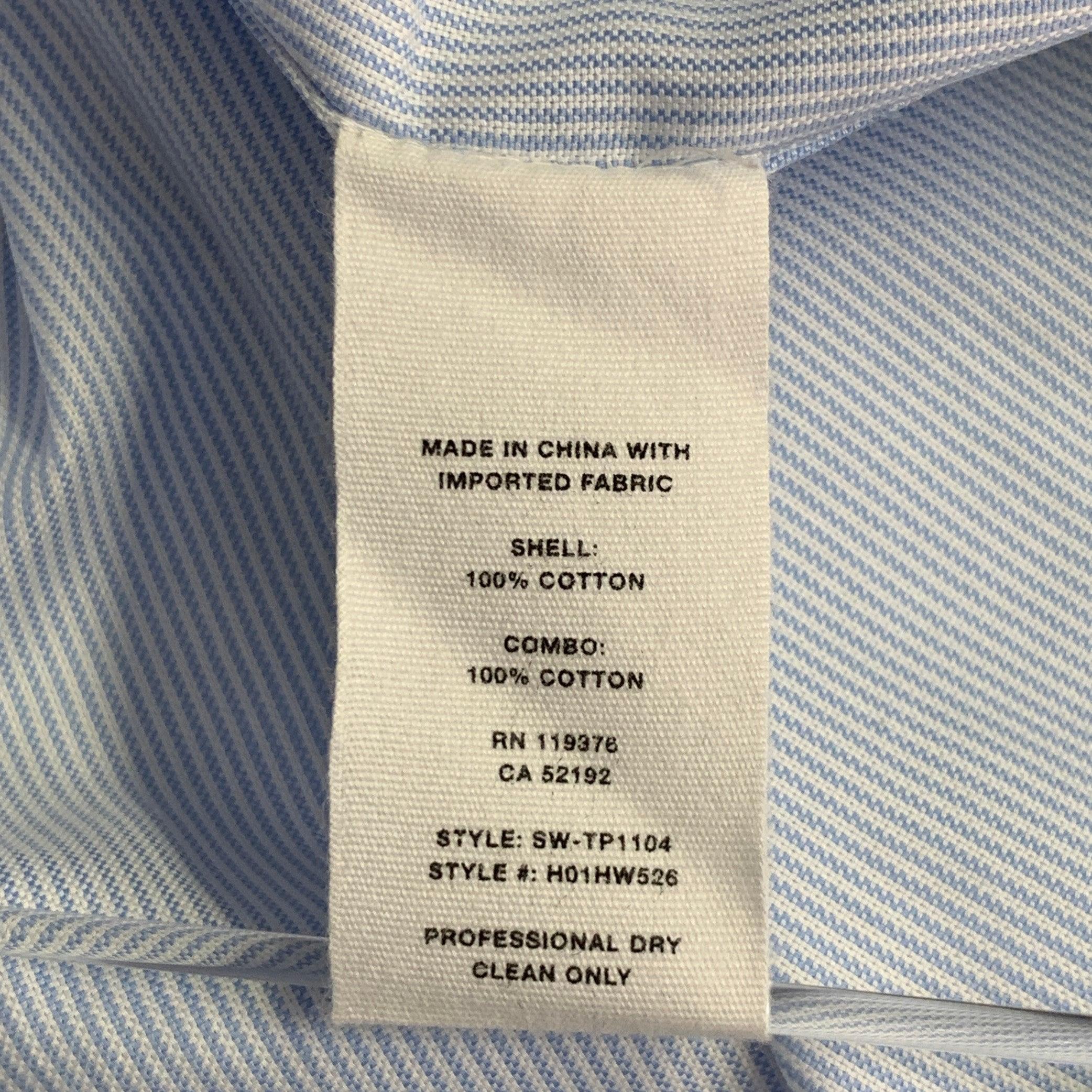 HELMUT LANG Size L Blue White Cotton Stripe Contrast Trim Tuxedo Shirt (Chemise de smoking en coton à rayures contrastées) en vente 1