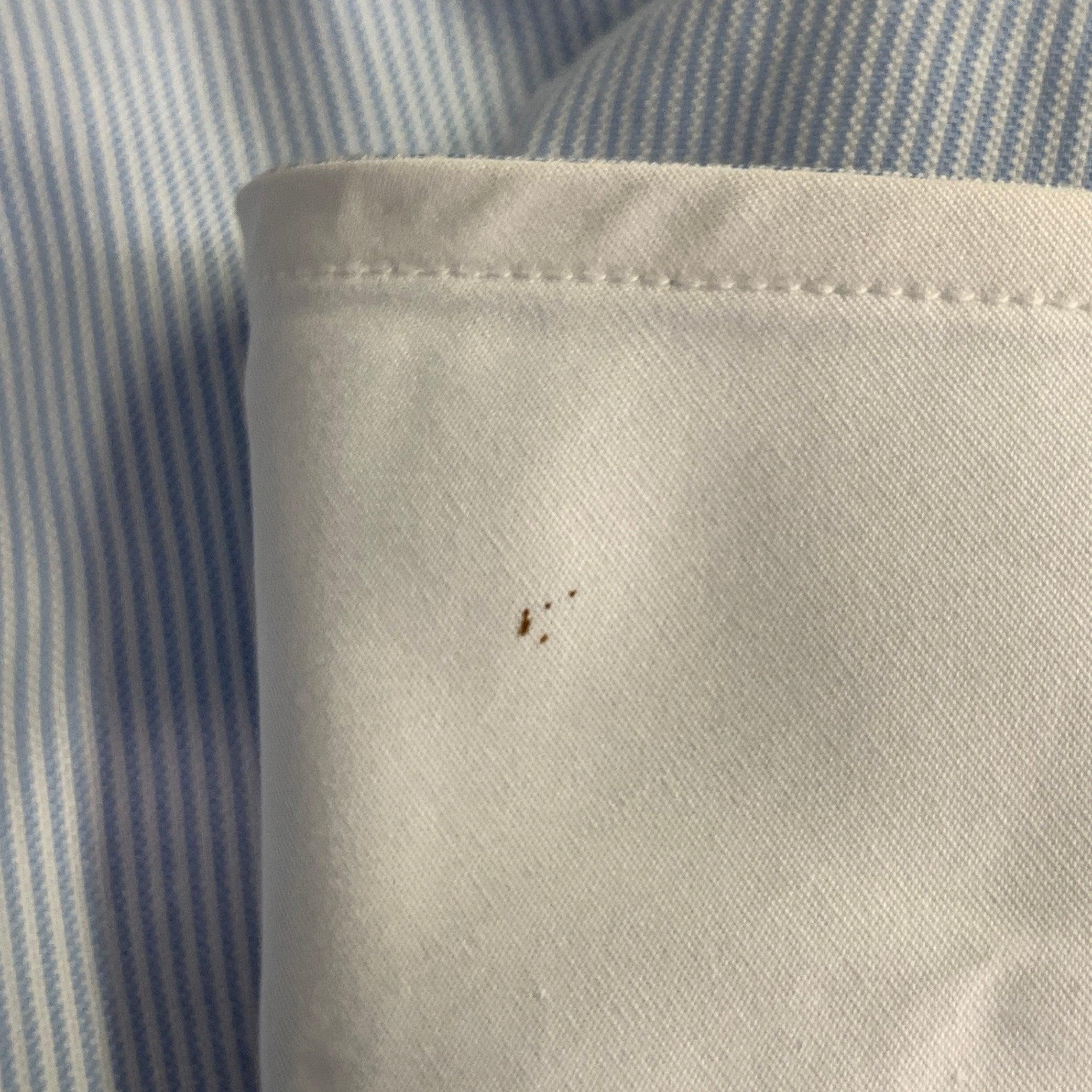 HELMUT LANG Size L Blue White Cotton Stripe Contrast Trim Tuxedo Shirt (Chemise de smoking en coton à rayures contrastées) en vente 2