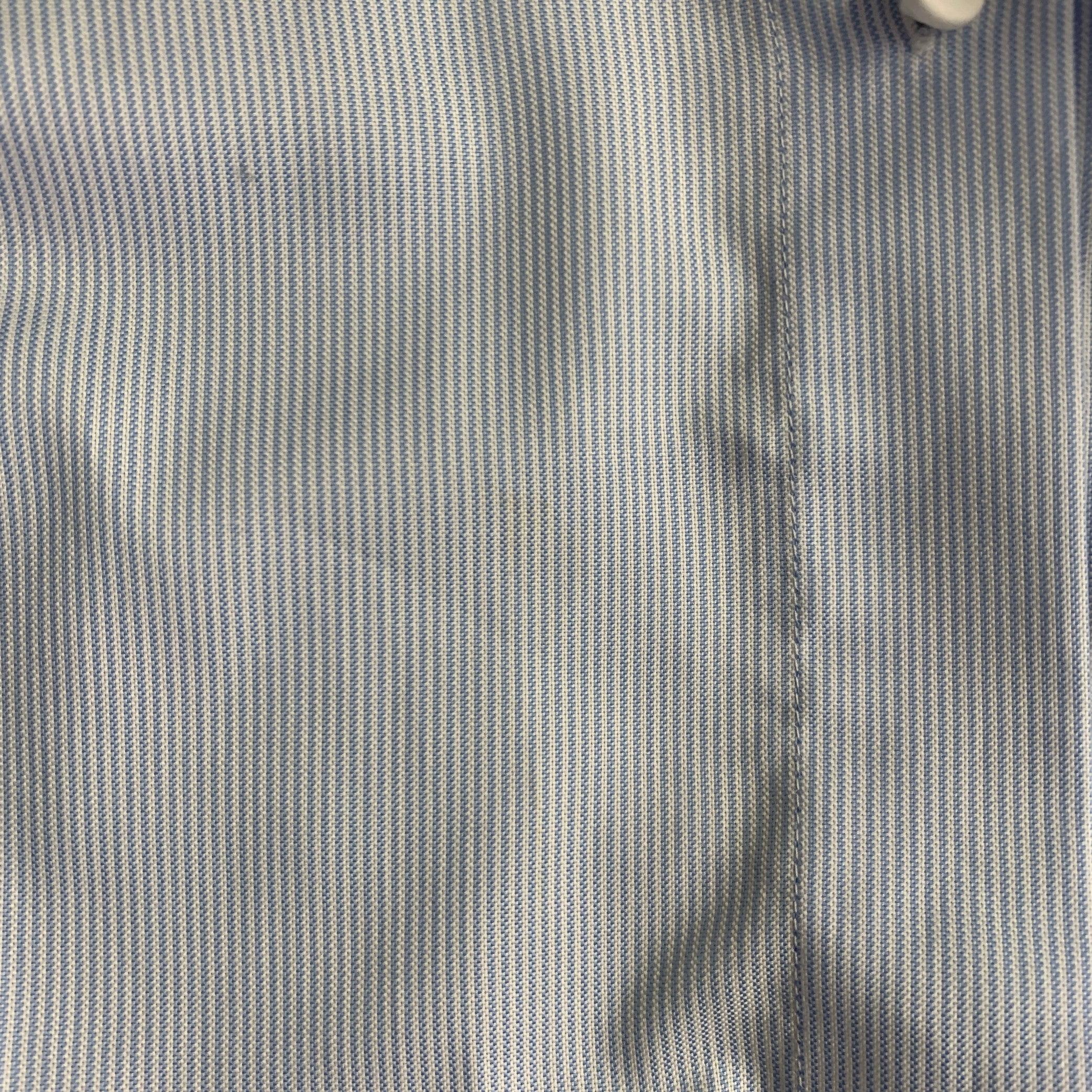 HELMUT LANG Size L Blue White Cotton Stripe Contrast Trim Tuxedo Shirt (Chemise de smoking en coton à rayures contrastées) en vente 3