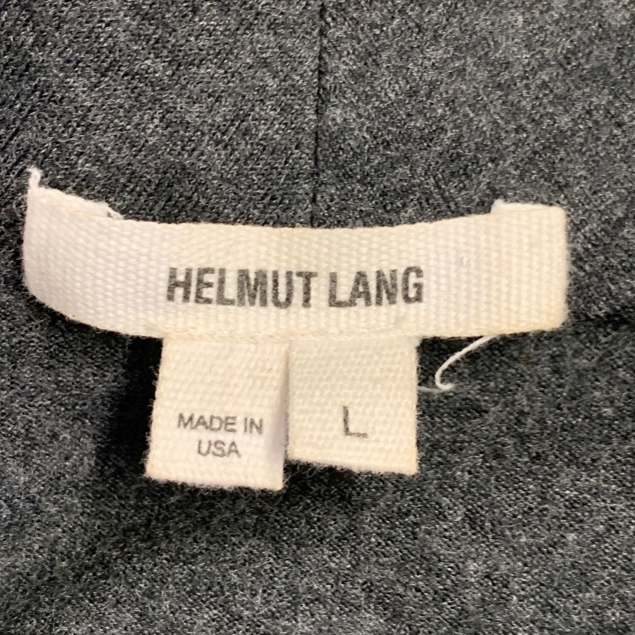 HELMUT LANG Taille L Pull zippé en laine gris anthracite Excellent état - En vente à San Francisco, CA
