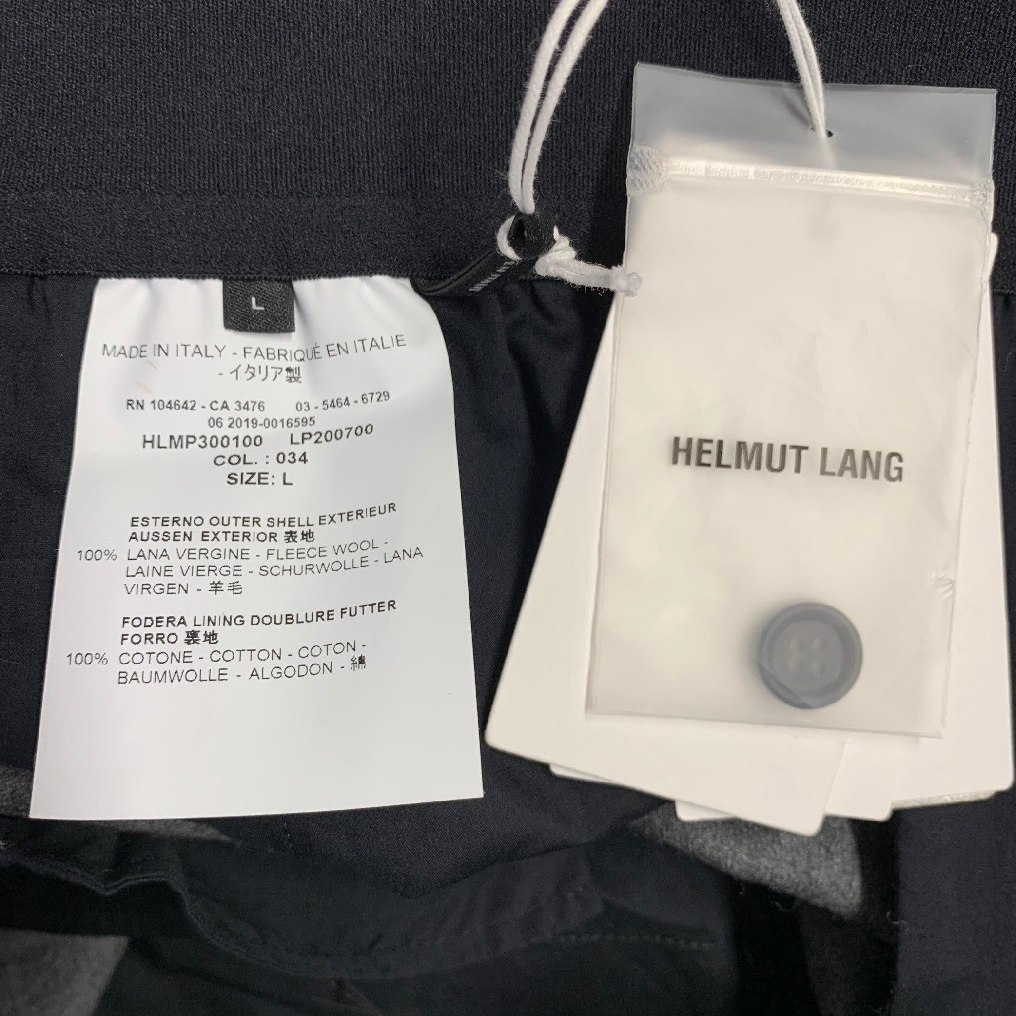 HELMUT LANG Pantalon décontracté en laine vierge grise à rayures Excellent état - En vente à San Francisco, CA