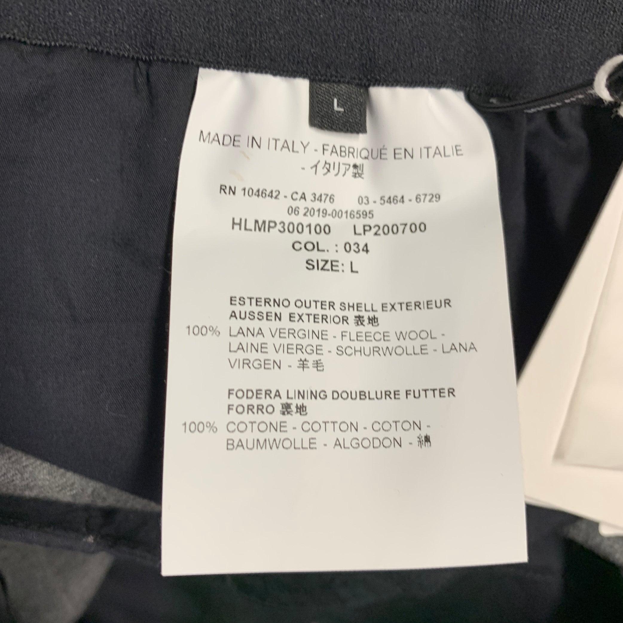 HELMUT LANG Pantalon décontracté en laine vierge grise à rayures Pour hommes en vente