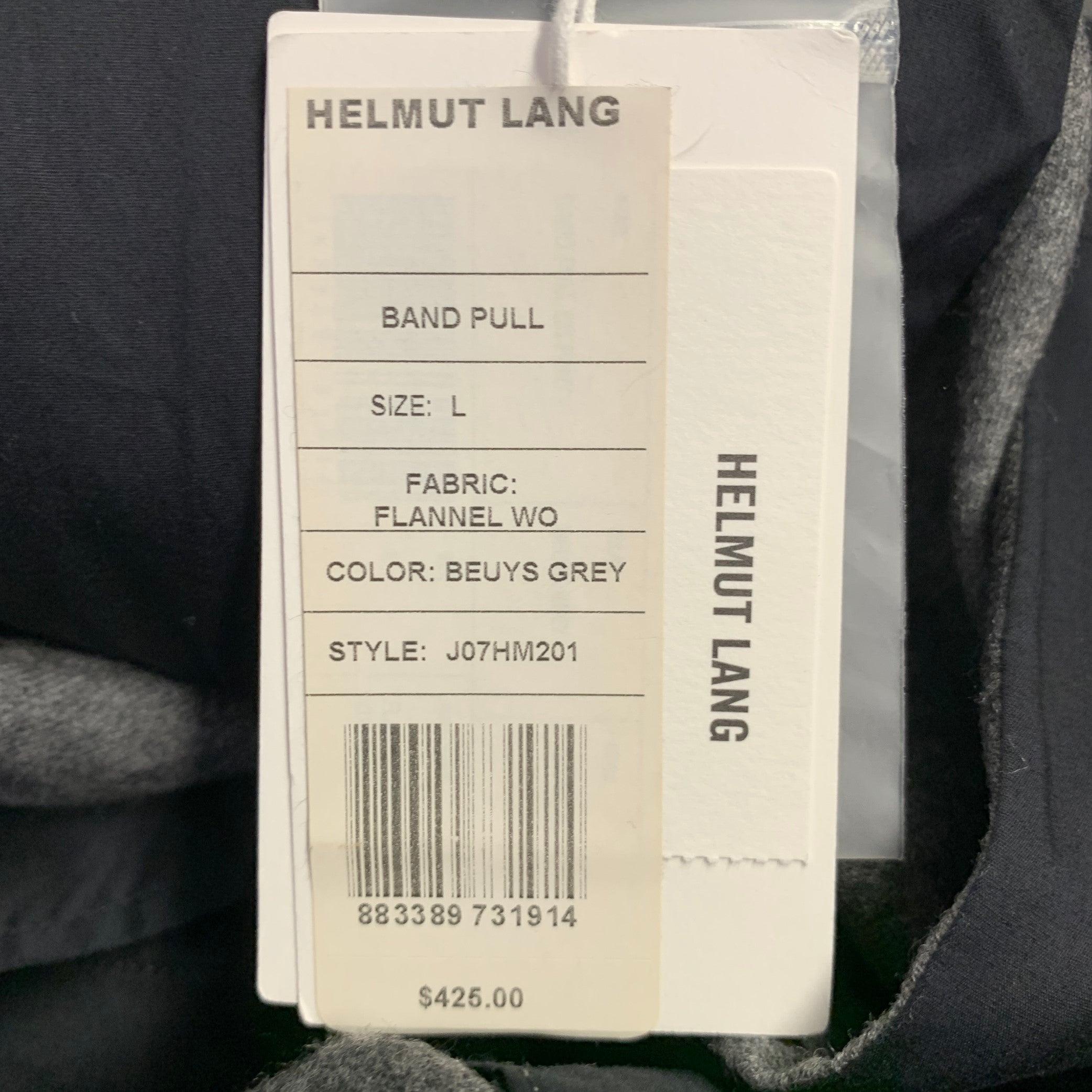 HELMUT LANG Pantalon décontracté en laine vierge grise à rayures en vente 2