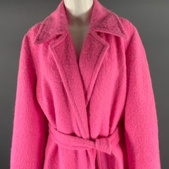 HELMUT LANG Size L Pink Alpaca Wool Textured Belted Coat