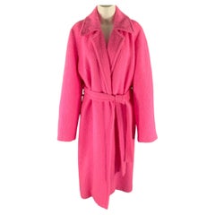 HELMUT LANG Size L Pink Alpaca Wool Textured Belted Coat