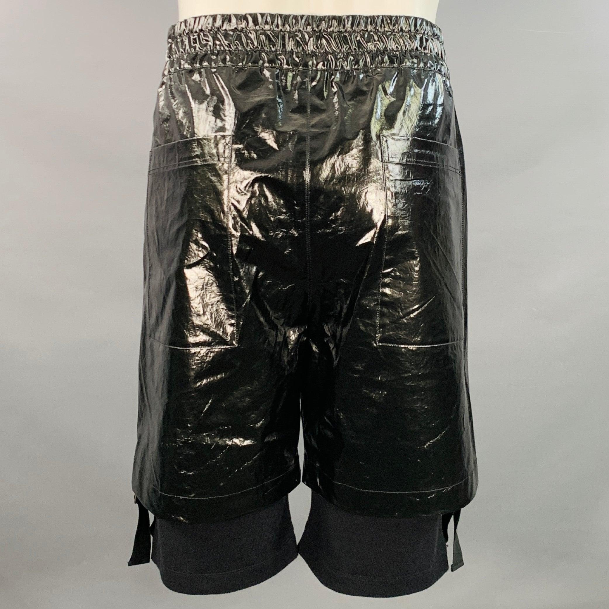 Uomo Pantaloncini HELMUT LANG Taglia M Nero Antracite in cotone rivestito a doppio strato in vendita