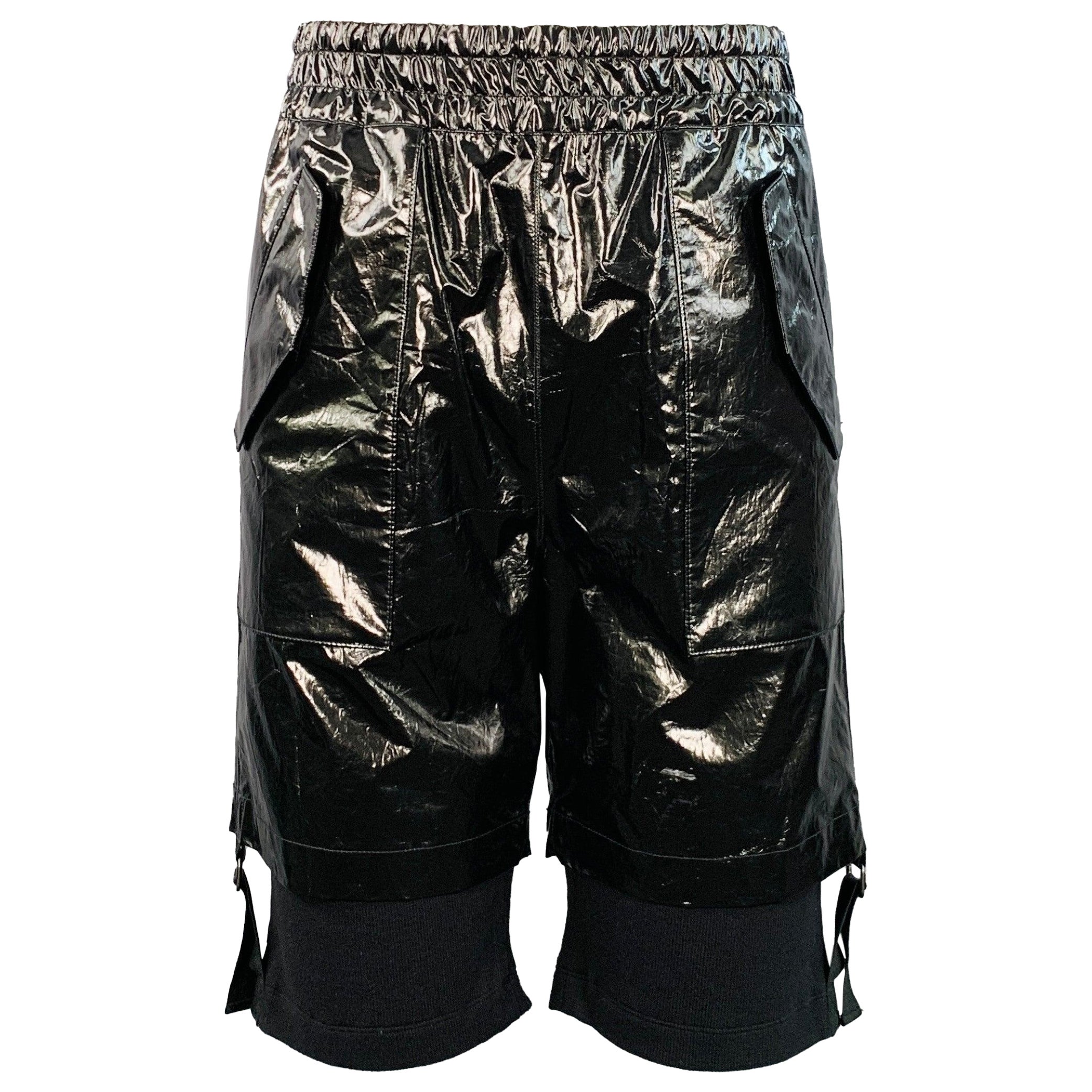 Pantaloncini HELMUT LANG Taglia M Nero Antracite in cotone rivestito a doppio strato in vendita