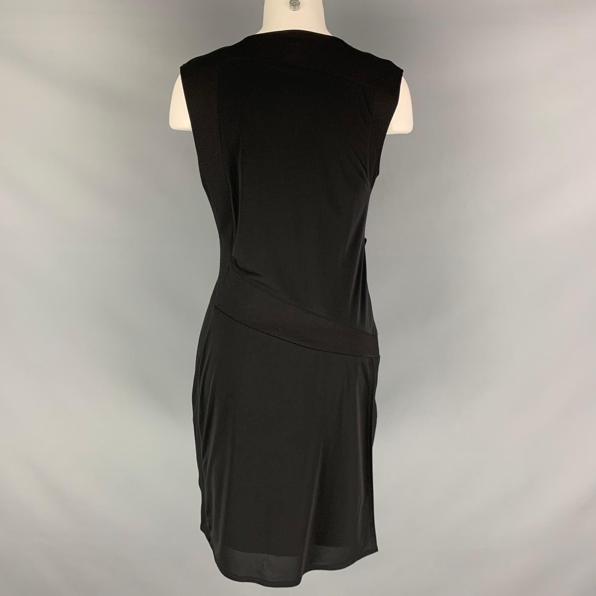 HELMUT LANG Size M Black Polyester Drapey Dress In Excellent Condition For Sale In San Francisco, CA