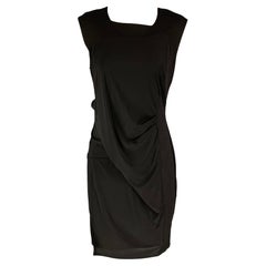 HELMUT LANG Vestido drapeado de poliéster negro talla M