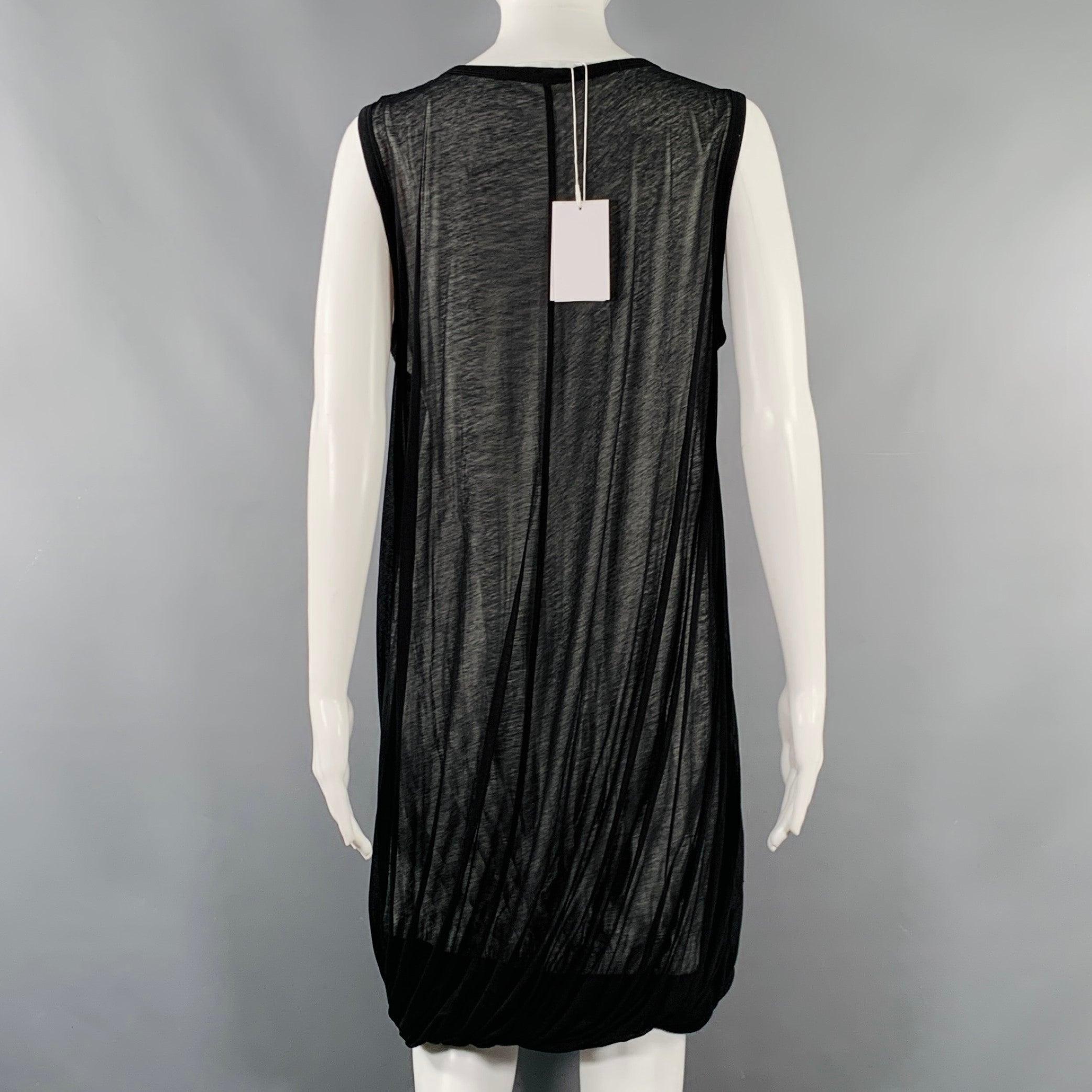 HELMUT LANG Size M Black White Cotton Layered Bubble Hem Dress In Excellent Condition For Sale In San Francisco, CA