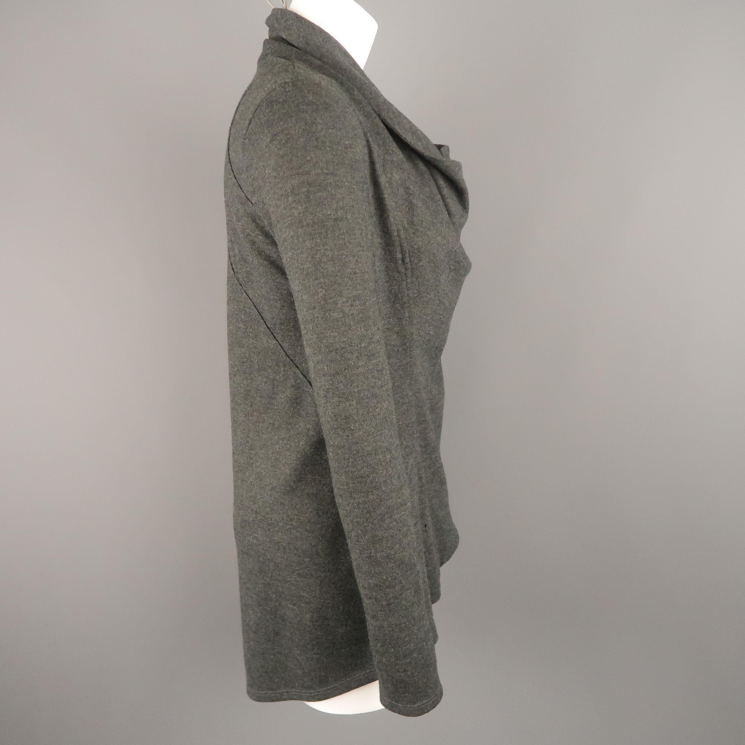 HELMUT LANG Size M Dark Heather Gray Draped Asymmetrical Cardigan Jacket 1
