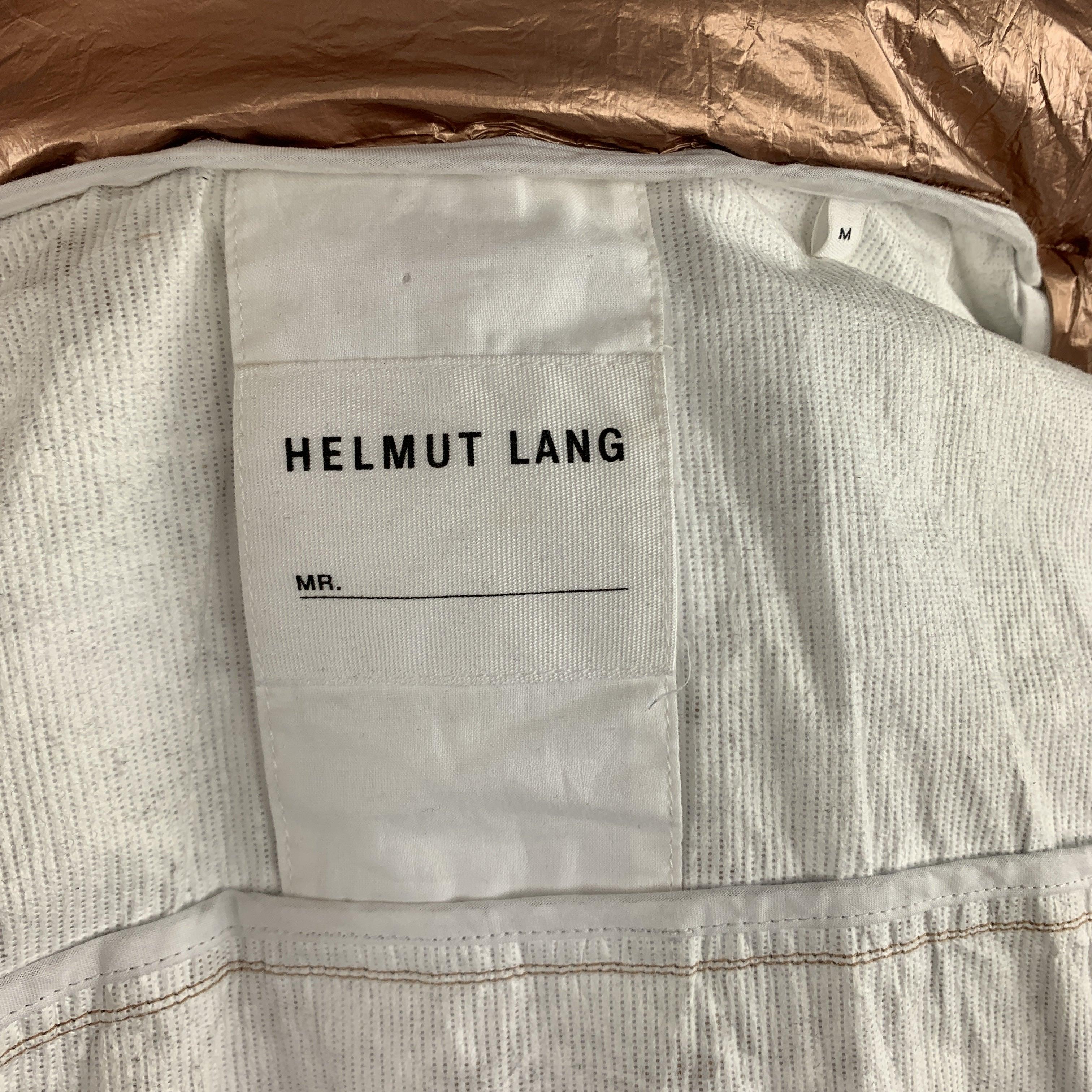 HELMUT LANG Size M Metallic Copper Wrinkled Tyvek Hooded Lace Up Jacket For Sale 5