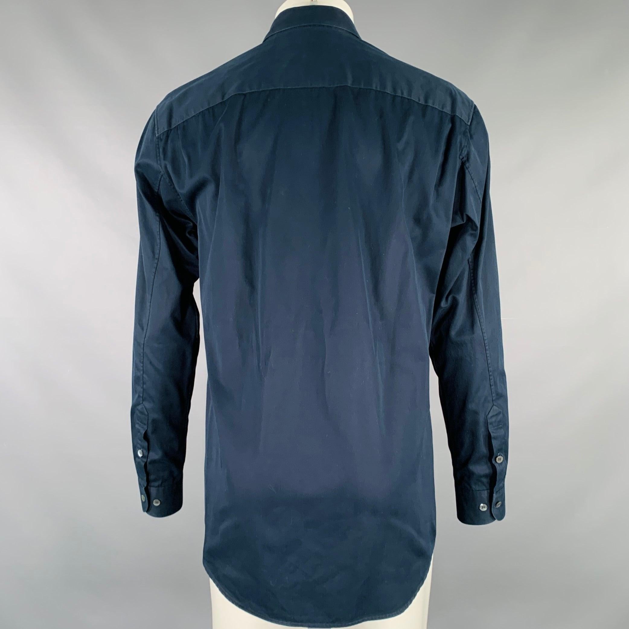 Nero HELMUT LANG - Camicia a maniche lunghe in cotone navy con bottoni - taglia M in vendita