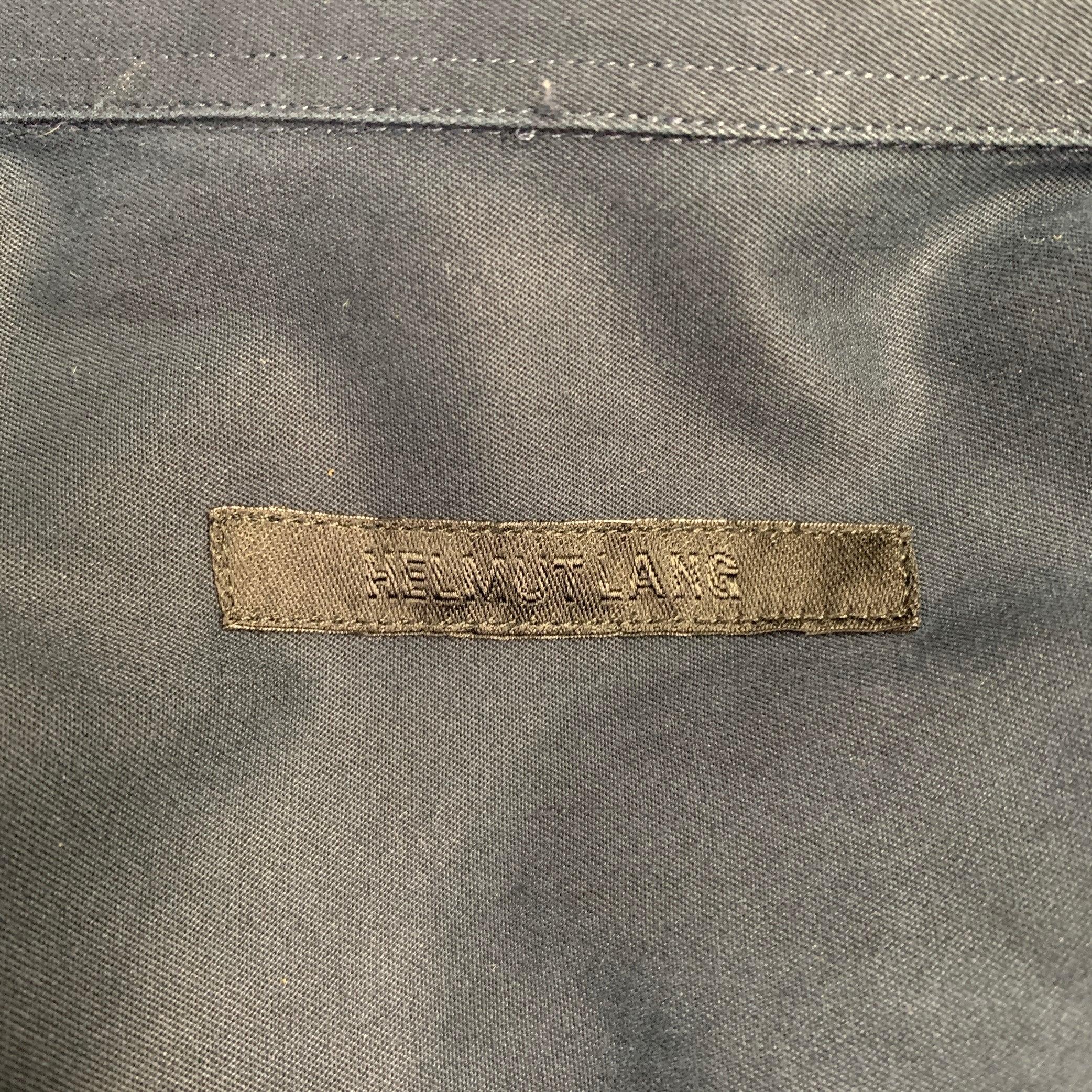 HELMUT LANG - Camicia a maniche lunghe in cotone navy con bottoni - taglia M In condizioni ottime in vendita a San Francisco, CA